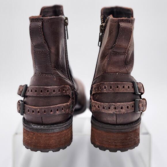 UGG Australia Orion Brown Leather Biker Moto  Boots Women 7.5 S0066 - Picture 4 of 11